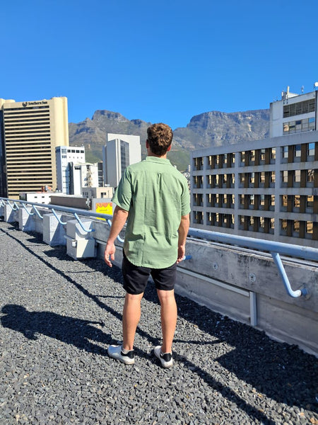 Green Linen Men's Shirt