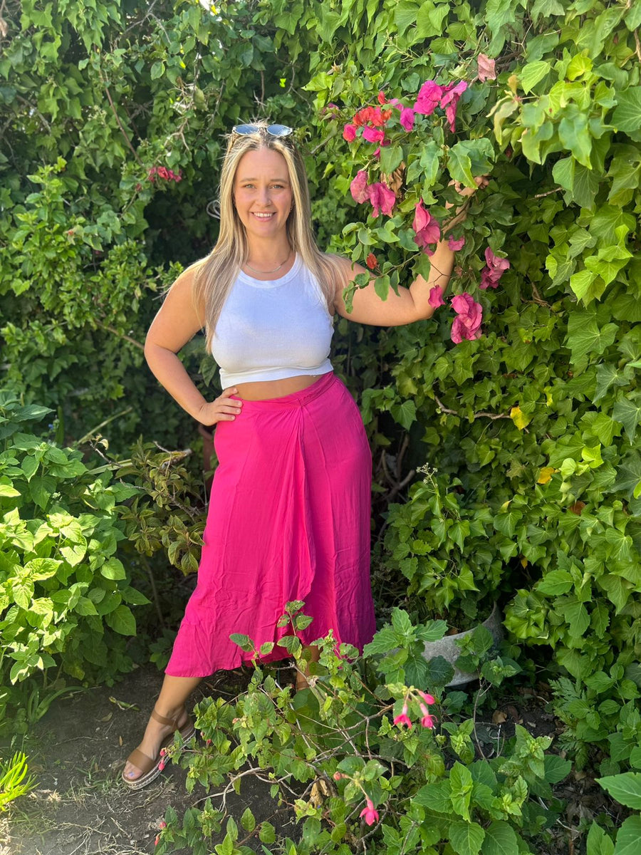 Bright Pink Wrap Skirt | Mon Ami by Collette