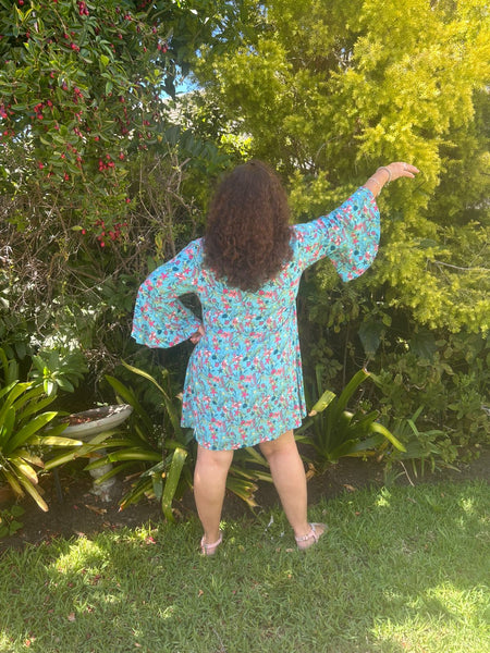 Turquoise Starfish Short Mandarin Dress