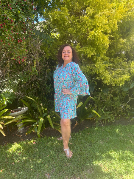 Turquoise Starfish Short Mandarin Dress