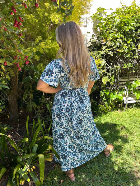 Floral Blues Summer Wrap Dress