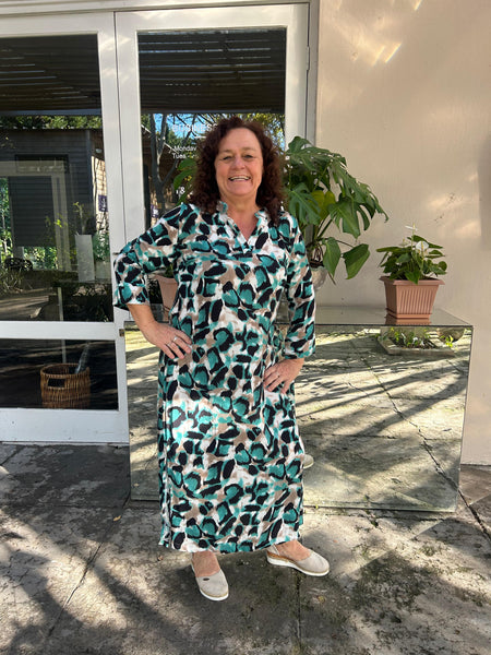 Turquoise Safari Maxi Dress