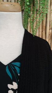 Herringbone Knitted Kimono Black