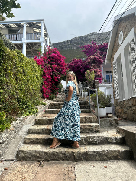 Blue Floral Summer Wrap Dress