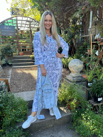 Blue Paisley Maxi Shift Dress