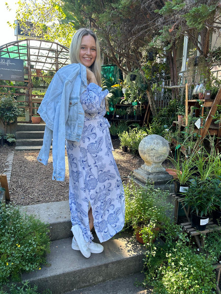 Blue Paisley Maxi Shift Dress