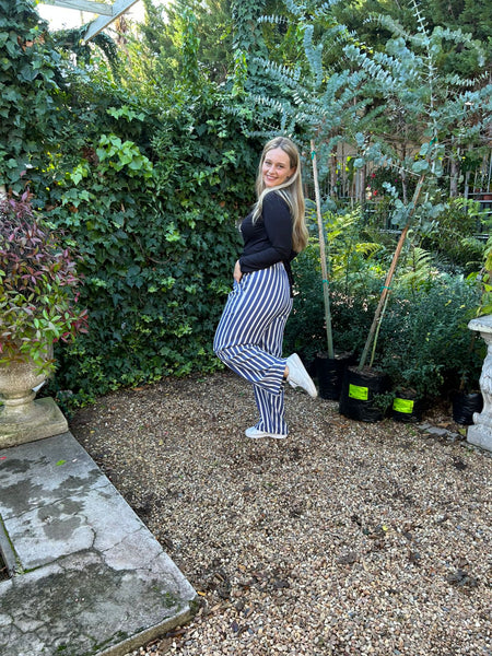 Blue Stripe Wide Leg Trouser