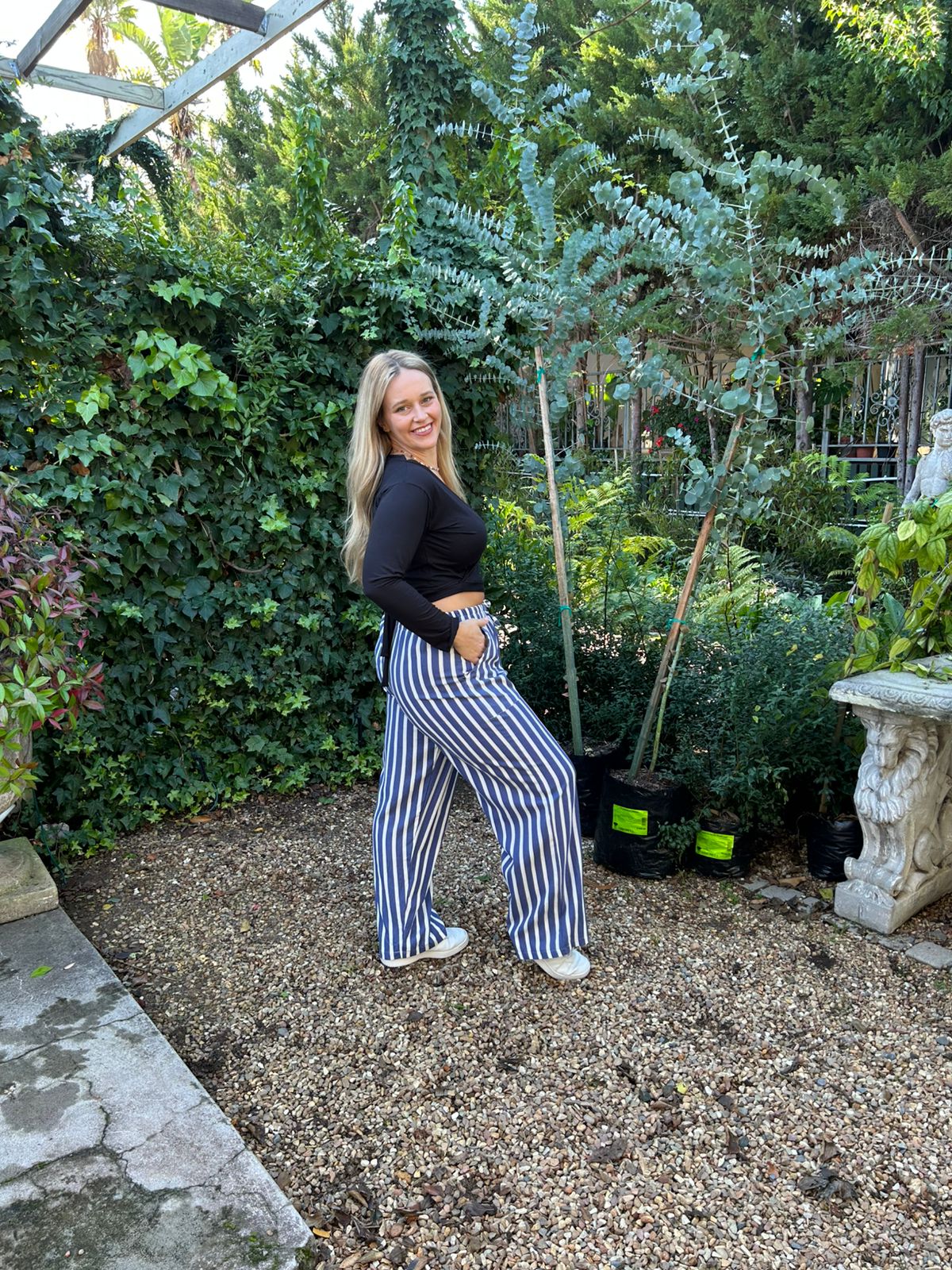 Blue Stripe Wide Leg Trouser