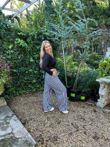 Blue Stripe Wide Leg Trouser