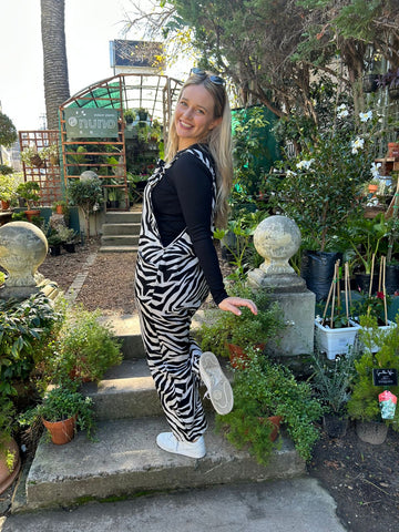 Zebra Print Linen Blend Dungarees