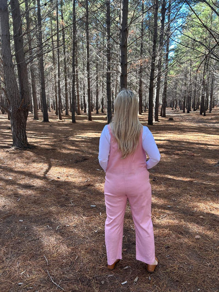 Dusty Pink Linen Blend Dungarees