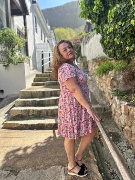 Peach Paisley Tier Dress