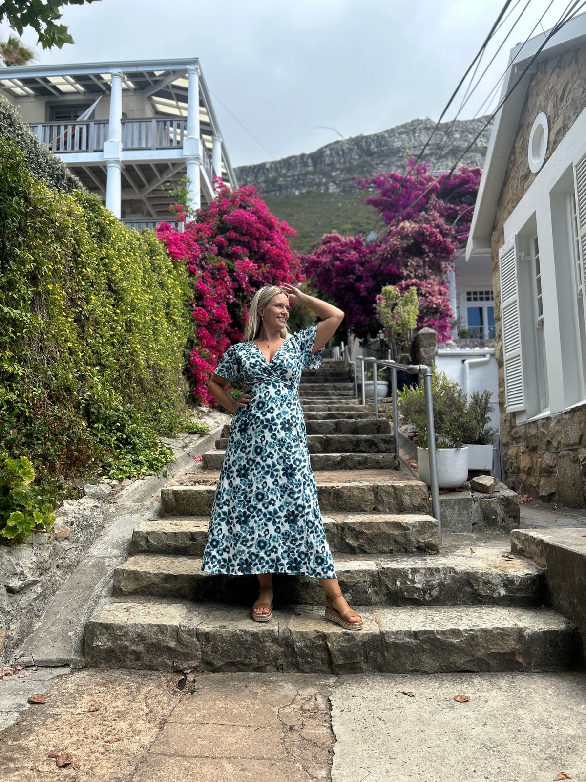 Blue Floral Summer Wrap Dress