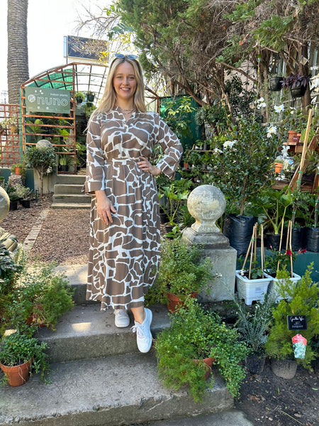 Giraffe Print Maxi Shift Dress