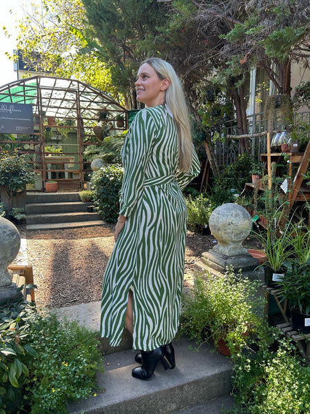 Green Zebra Maxi Shift Dress