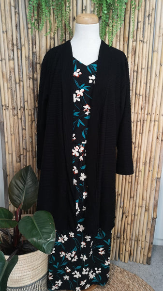 Herringbone Knitted Kimono Black