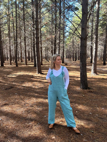 Jade Linen Blend Dungarees