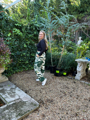 Leaf Print Wide Leg Trouser