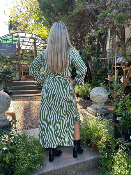 Green Zebra Maxi Shift Dress