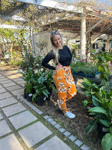 Floral Mustard Joggers