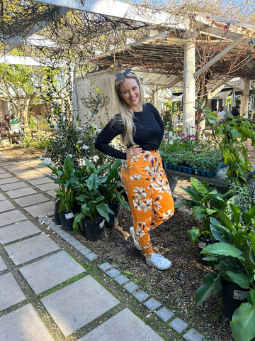 Floral Mustard Joggers