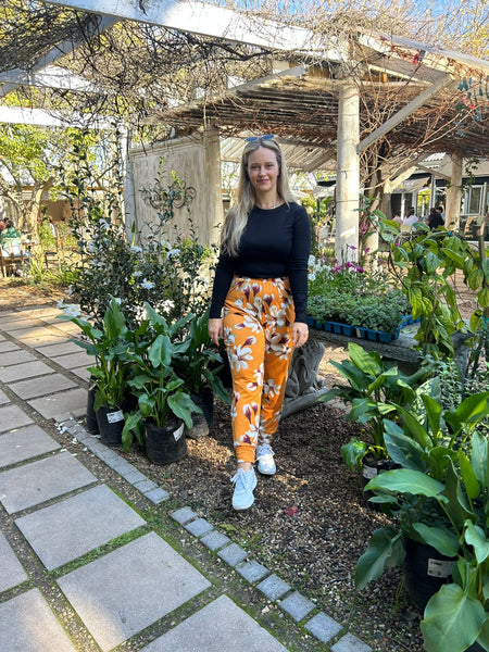 Floral Mustard Joggers