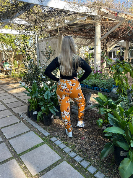 Floral Mustard Joggers