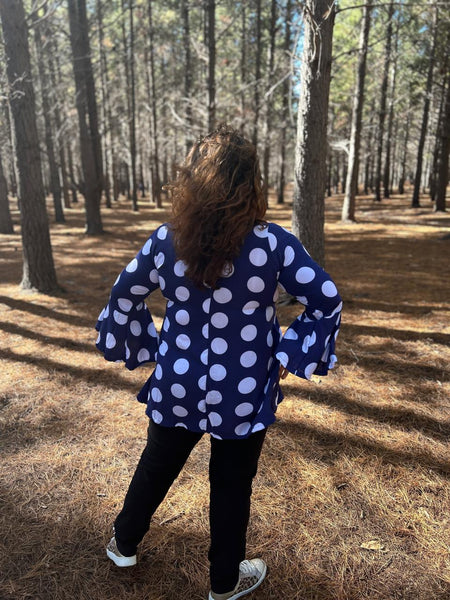 Navy Polka Dot Boho Top