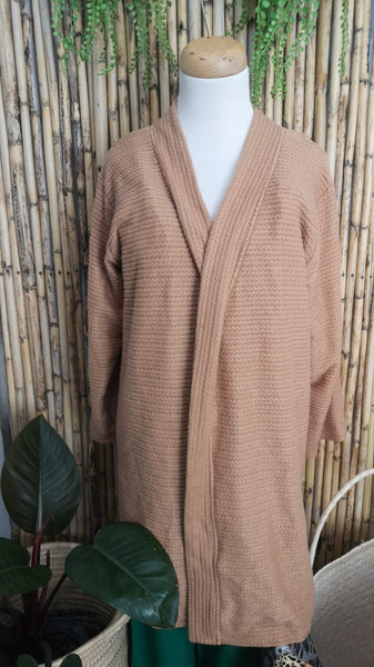 Herringbone Knitted Kimono Tan