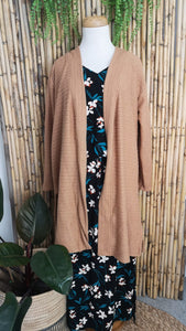 Herringbone Knitted Kimono Tan