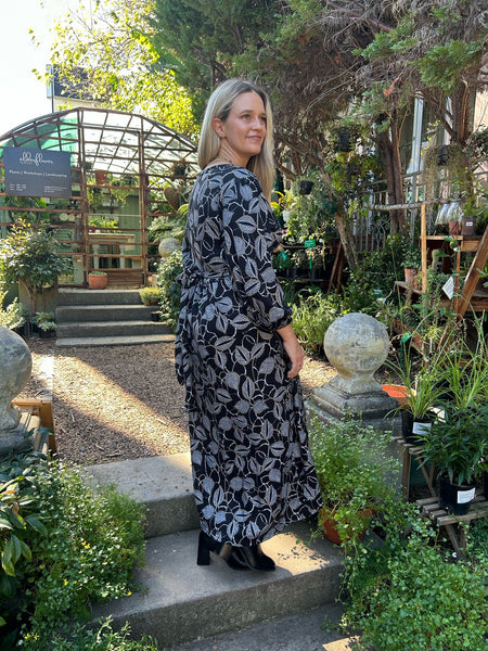 Black Leaf Winter Wrap Dress