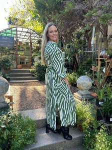 Green Zebra Maxi Shift Dress